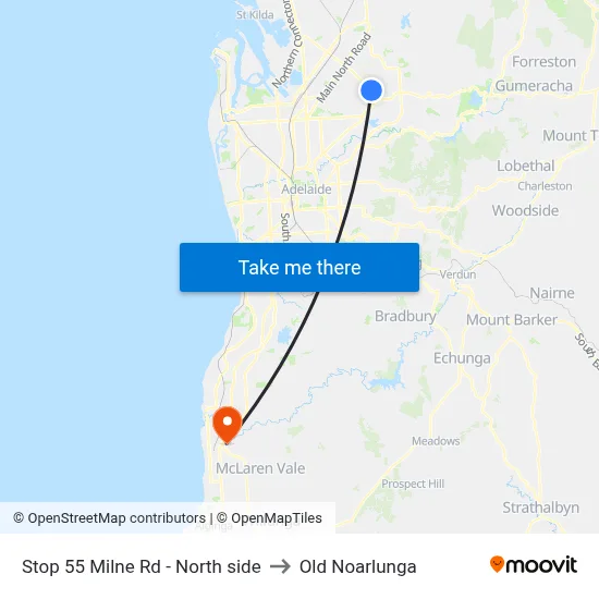 Stop 55 Milne Rd - North side to Old Noarlunga map