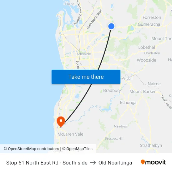 Stop 51 North East Rd - South side to Old Noarlunga map