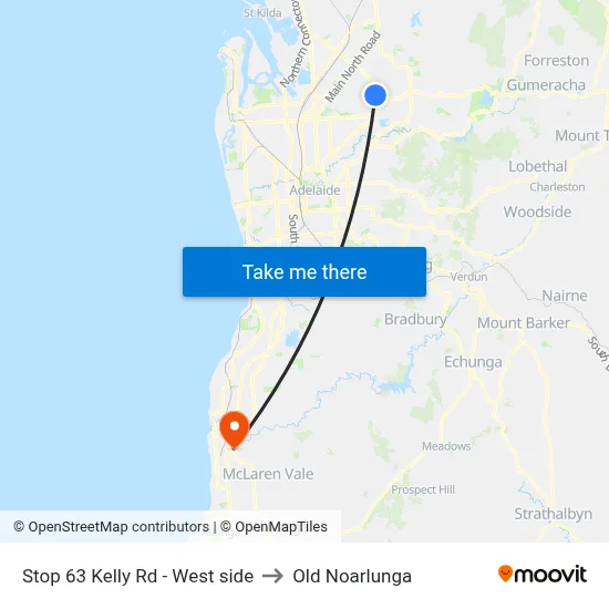 Stop 63 Kelly Rd - West side to Old Noarlunga map
