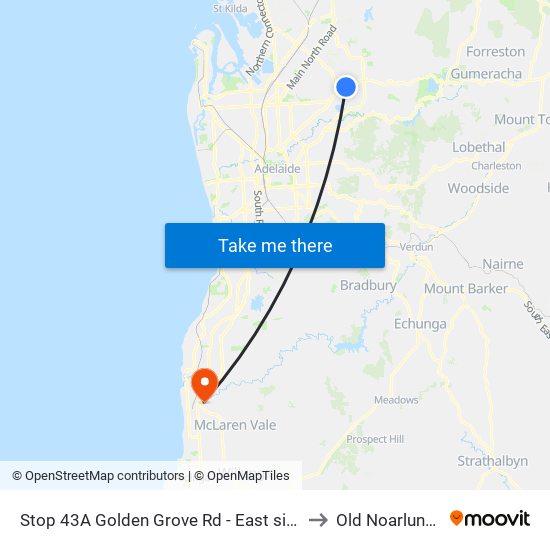 Stop 43A Golden Grove Rd - East side to Old Noarlunga map