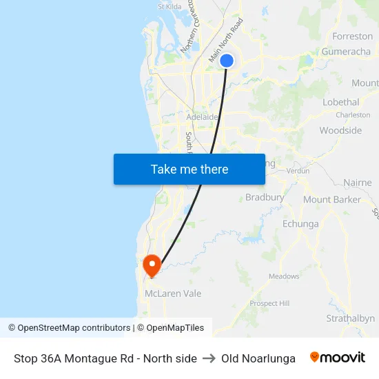 Stop 36A Montague Rd - North side to Old Noarlunga map