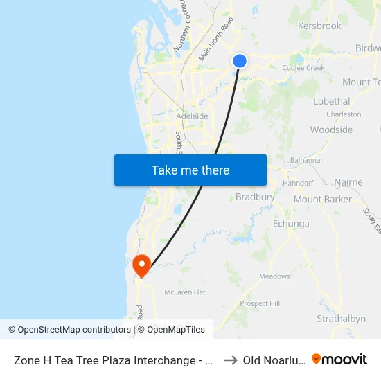 Zone H Tea Tree Plaza Interchange - West side to Old Noarlunga map