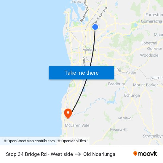 Stop 34 Bridge Rd - West side to Old Noarlunga map