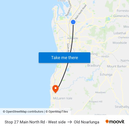 Stop 27 Main North Rd - West side to Old Noarlunga map