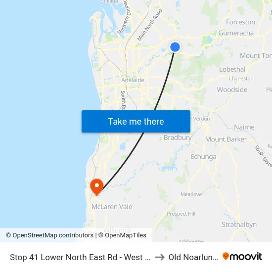 Stop 41 Lower North East Rd - West side to Old Noarlunga map