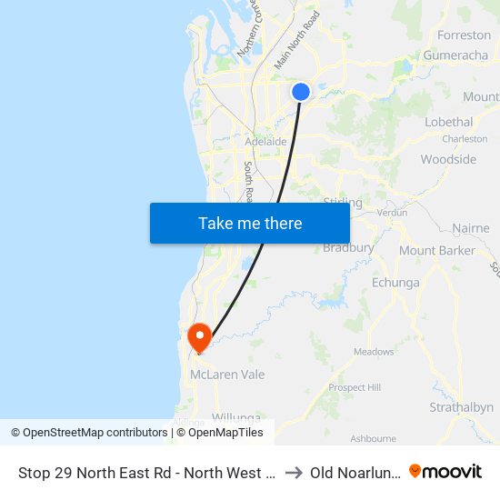 Stop 29 North East Rd - North West side to Old Noarlunga map