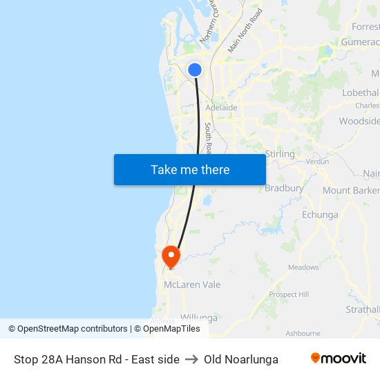 Stop 28A Hanson Rd - East side to Old Noarlunga map