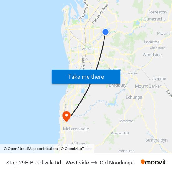 Stop 29H Brookvale Rd - West side to Old Noarlunga map