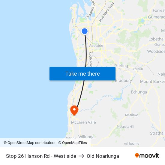 Stop 26 Hanson Rd - West side to Old Noarlunga map