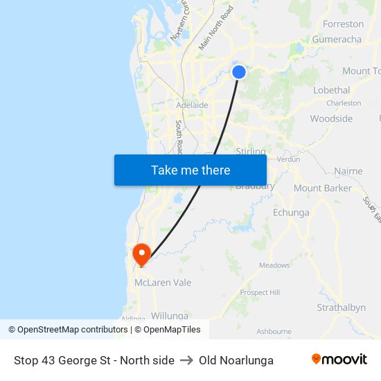 Stop 43 George St - North side to Old Noarlunga map