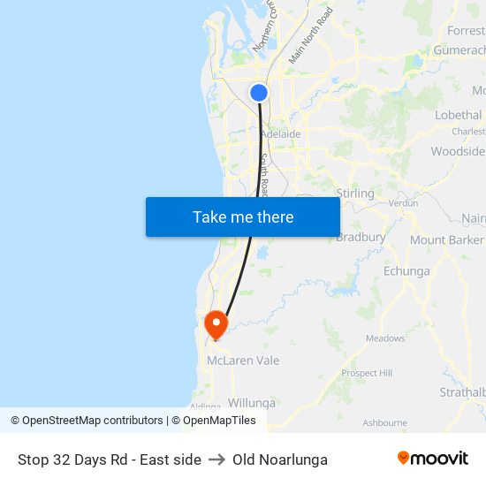 Stop 32 Days Rd - East side to Old Noarlunga map