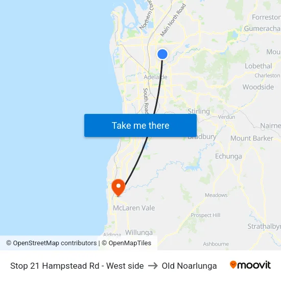 Stop 21 Hampstead Rd - West side to Old Noarlunga map