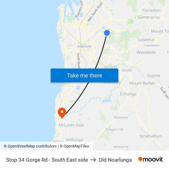 Stop 34 Gorge Rd - South East side to Old Noarlunga map