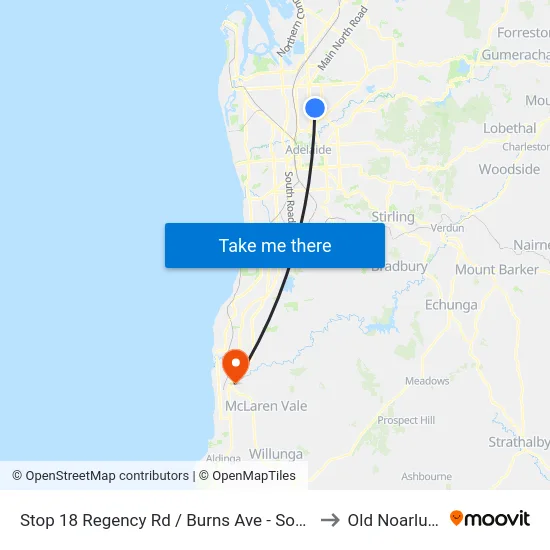 Stop 18 Regency Rd / Burns Ave - South side to Old Noarlunga map
