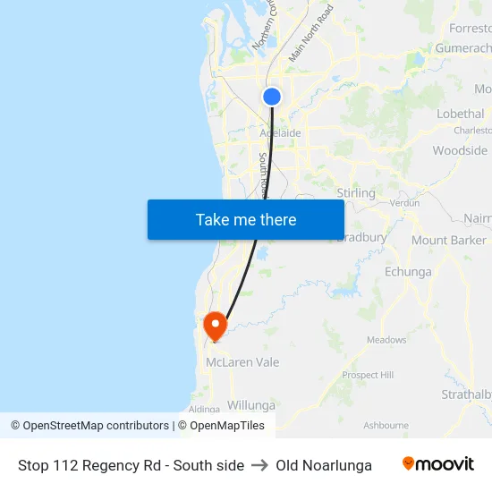Stop 112 Regency Rd - South side to Old Noarlunga map