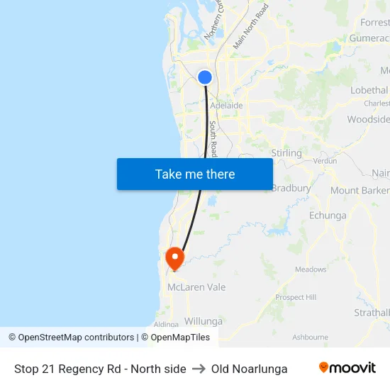 Stop 21 Regency Rd - North side to Old Noarlunga map