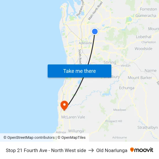 Stop 21 Fourth Ave - North West side to Old Noarlunga map