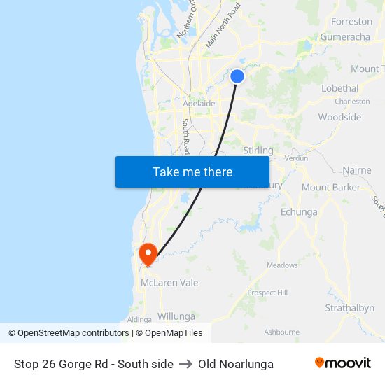 Stop 26 Gorge Rd - South side to Old Noarlunga map