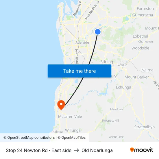 Stop 24 Newton Rd - East side to Old Noarlunga map