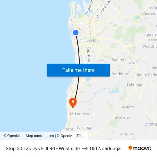 Stop 30 Tapleys Hill Rd - West side to Old Noarlunga map