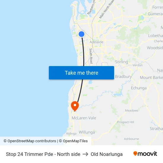 Stop 24 Trimmer Pde - North side to Old Noarlunga map