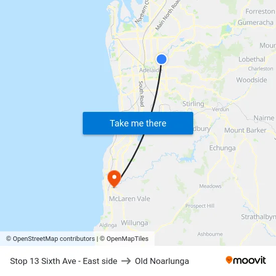 Stop 13 Sixth Ave - East side to Old Noarlunga map