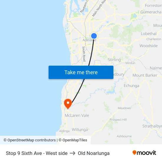 Stop 9 Sixth Ave - West side to Old Noarlunga map