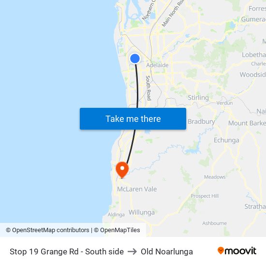 Stop 19 Grange Rd - South side to Old Noarlunga map