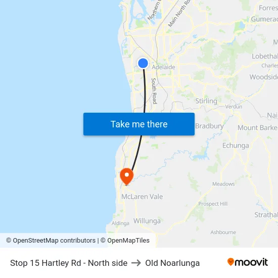 Stop 15 Hartley Rd - North side to Old Noarlunga map