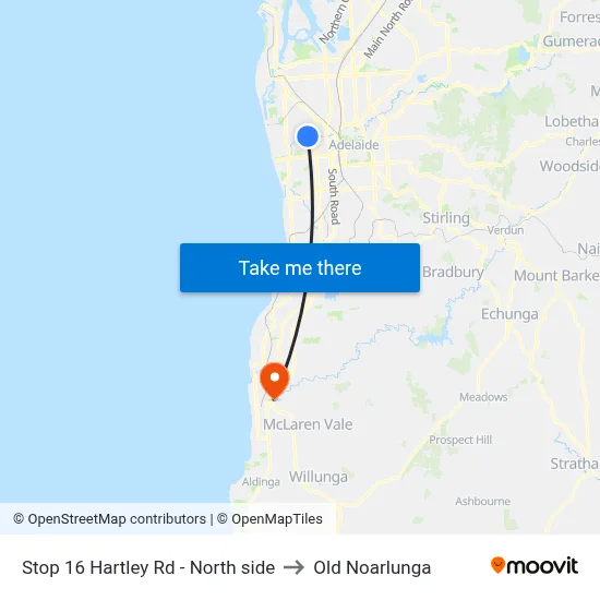 Stop 16 Hartley Rd - North side to Old Noarlunga map