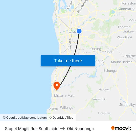 Stop 4 Magill Rd - South side to Old Noarlunga map