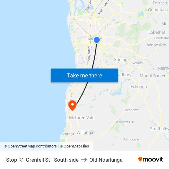 Stop R1 Grenfell St - South side to Old Noarlunga map