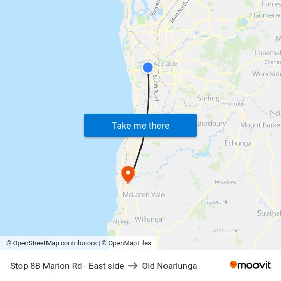 Stop 8B Marion Rd - East side to Old Noarlunga map