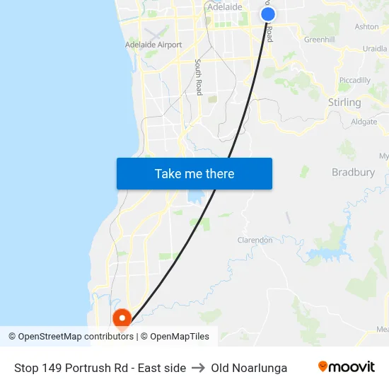 Stop 149 Portrush Rd - East side to Old Noarlunga map