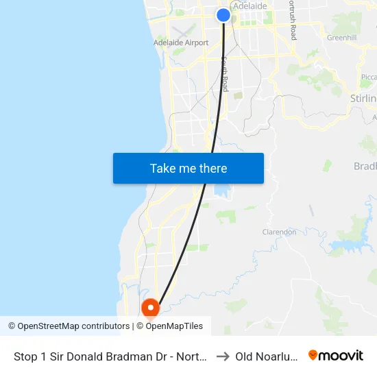 Stop 1 Sir Donald Bradman Dr - North side to Old Noarlunga map
