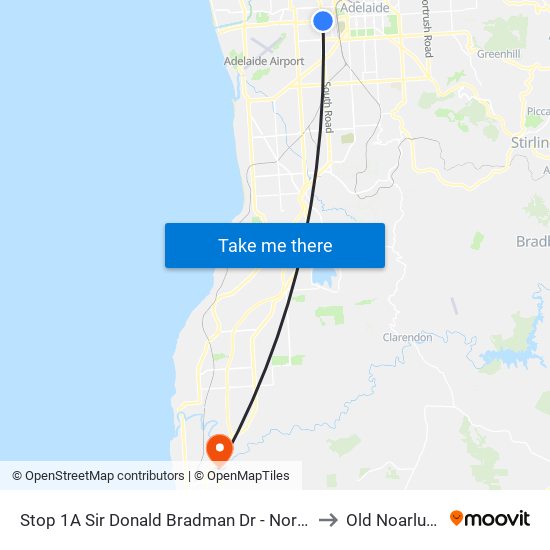 Stop 1A Sir Donald Bradman Dr - North side to Old Noarlunga map