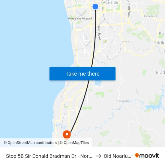 Stop 5B Sir Donald Bradman Dr - North side to Old Noarlunga map