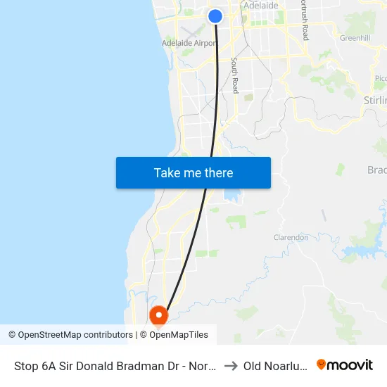 Stop 6A Sir Donald Bradman Dr - North side to Old Noarlunga map