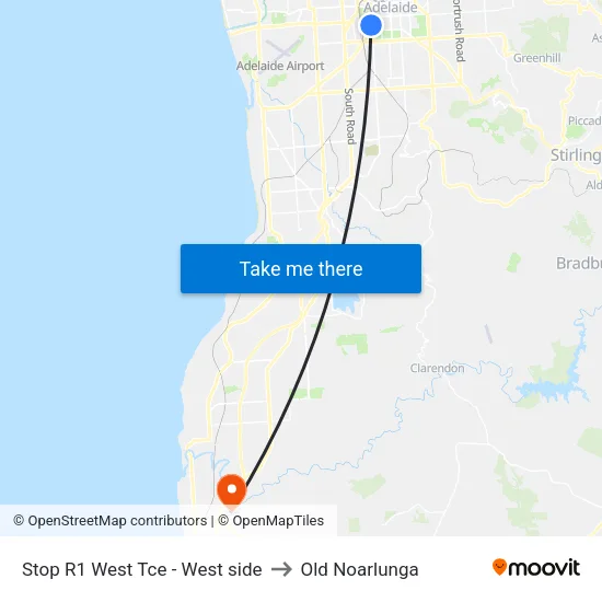 Stop R1 West Tce - West side to Old Noarlunga map
