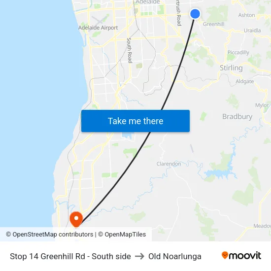 Stop 14 Greenhill Rd - South side to Old Noarlunga map