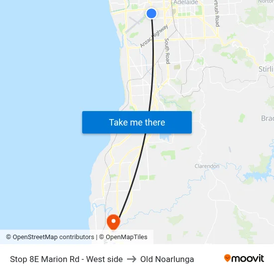 Stop 8E Marion Rd - West side to Old Noarlunga map
