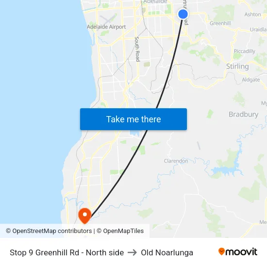 Stop 9 Greenhill Rd - North side to Old Noarlunga map