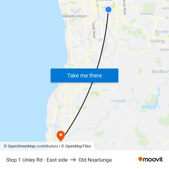 Stop 1 Unley Rd - East side to Old Noarlunga map