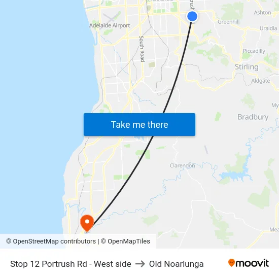 Stop 12 Portrush Rd - West side to Old Noarlunga map