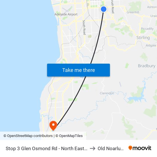 Stop 3 Glen Osmond Rd - North East side to Old Noarlunga map