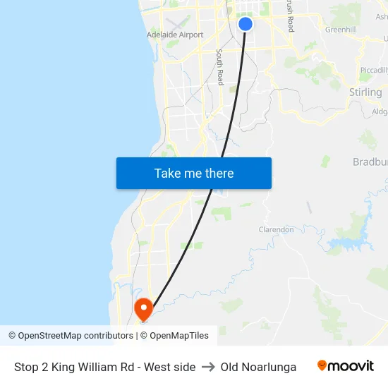 Stop 2 King William Rd - West side to Old Noarlunga map