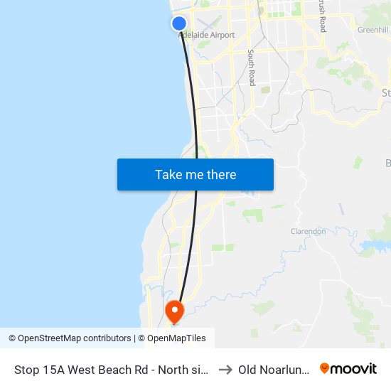 Stop 15A West Beach Rd - North side to Old Noarlunga map