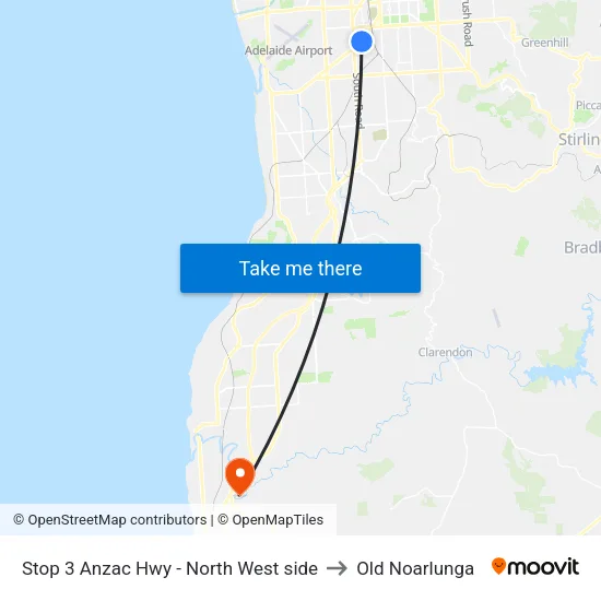 Stop 3 Anzac Hwy - North West side to Old Noarlunga map