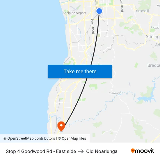 Stop 4 Goodwood Rd - East side to Old Noarlunga map