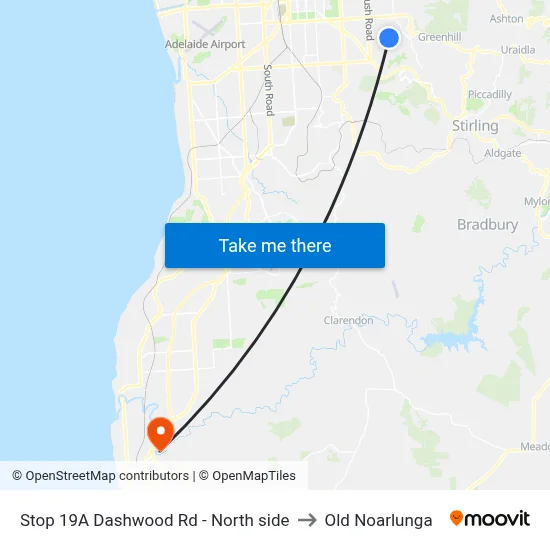 Stop 19A Dashwood Rd - North side to Old Noarlunga map